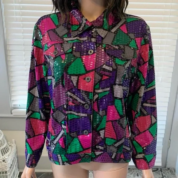 Ruby Rd. Colorful Geometric Pattern Jacket - Picture 4 of 8